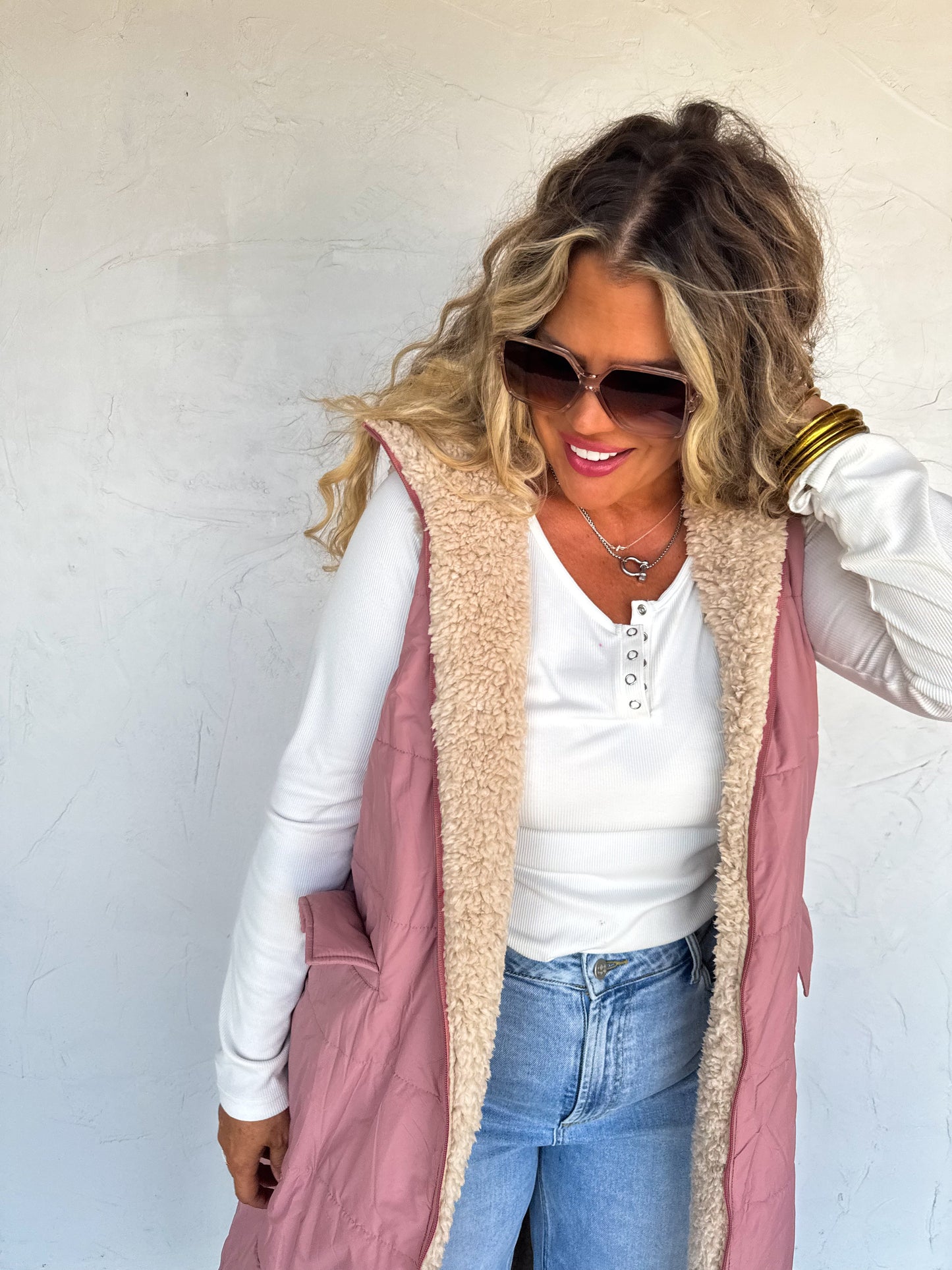 PREORDER- REVERSIBLE SHERPA PUFFER VEST