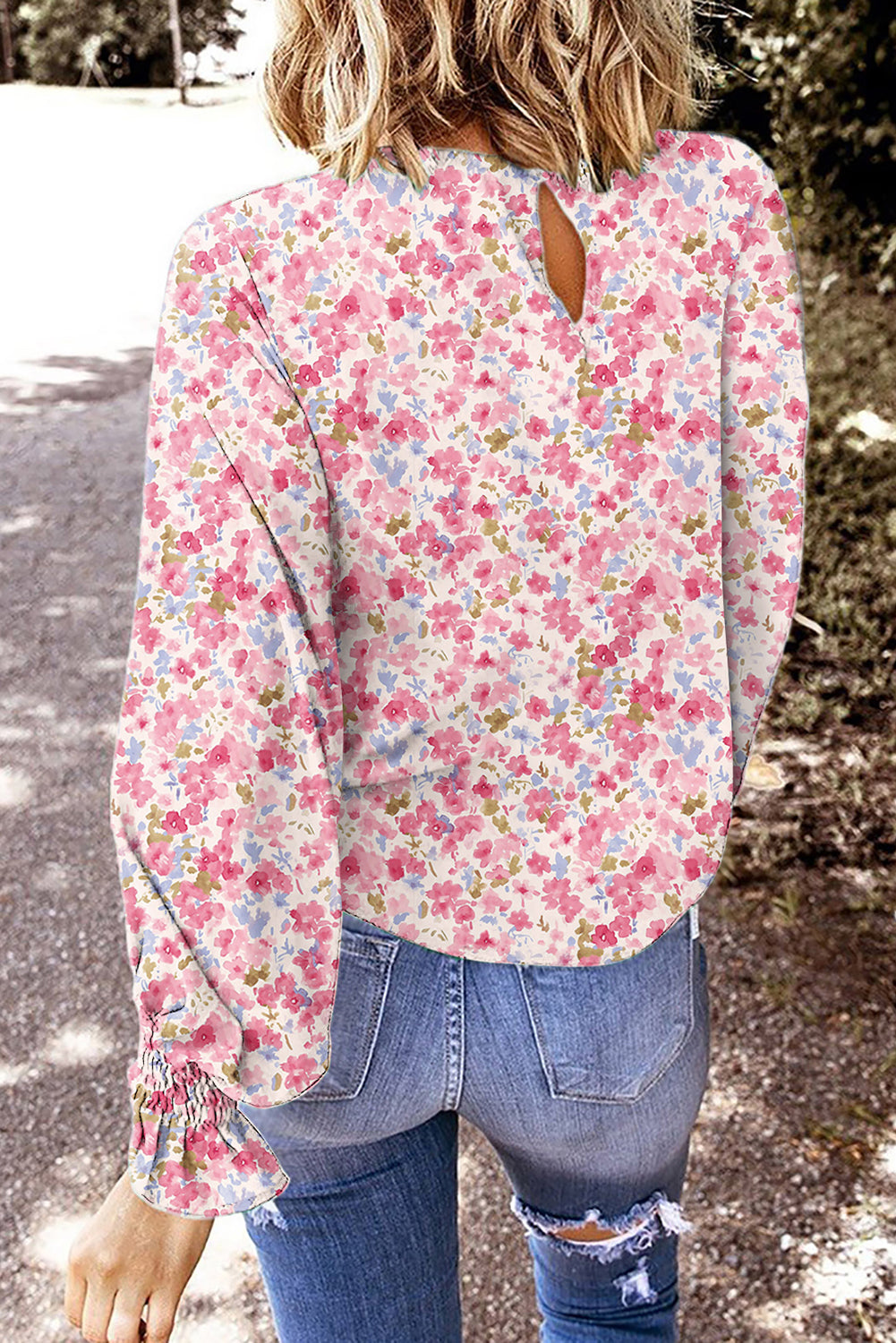 Floral Lantern Sleeve Blouse FB