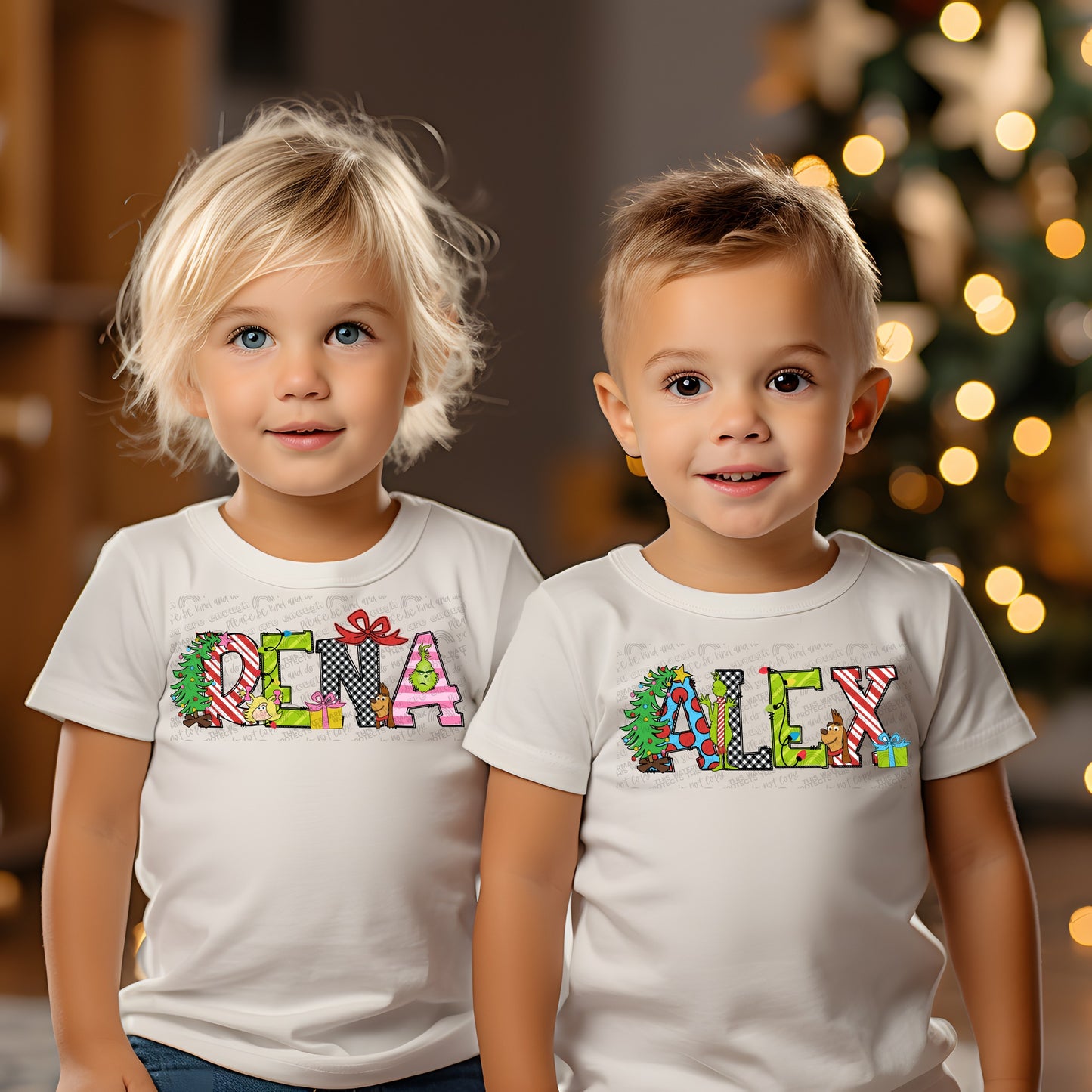 Personalized Kids Christmas Doodle Tee