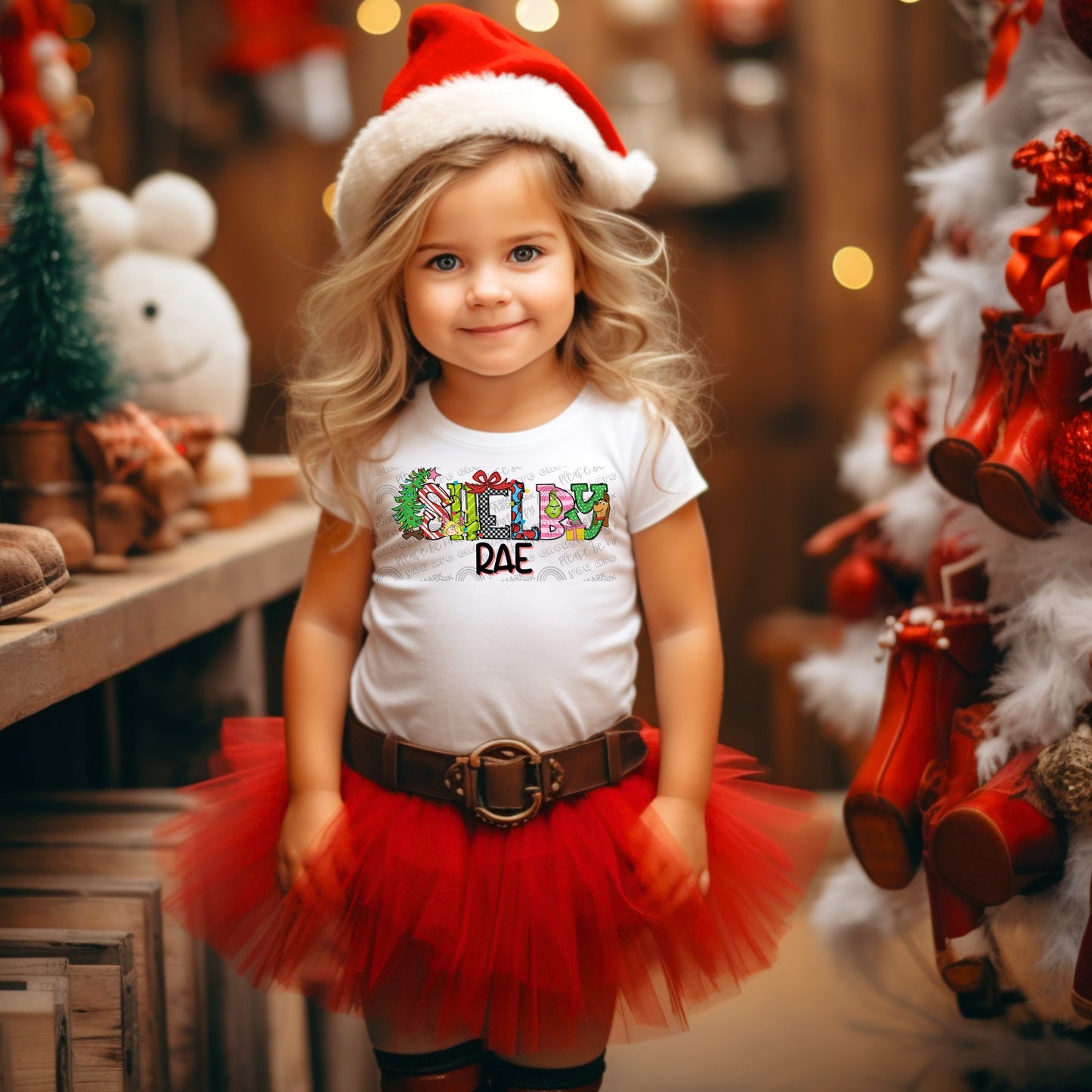 Personalized Kids Christmas Doodle Tee