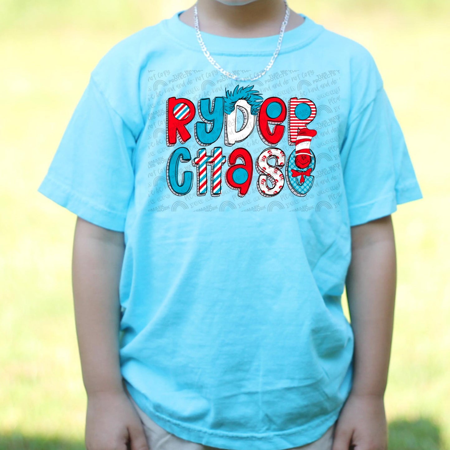 Red Blue Personalized Name Book Week Tee