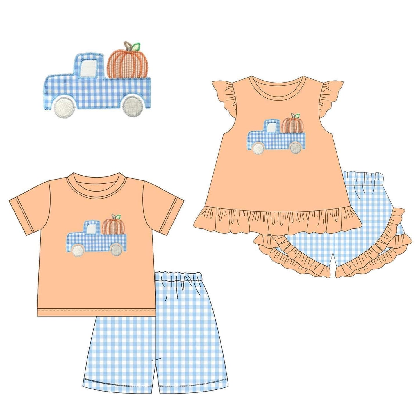 Pumpkin Truck Appliqué Sets - RTS