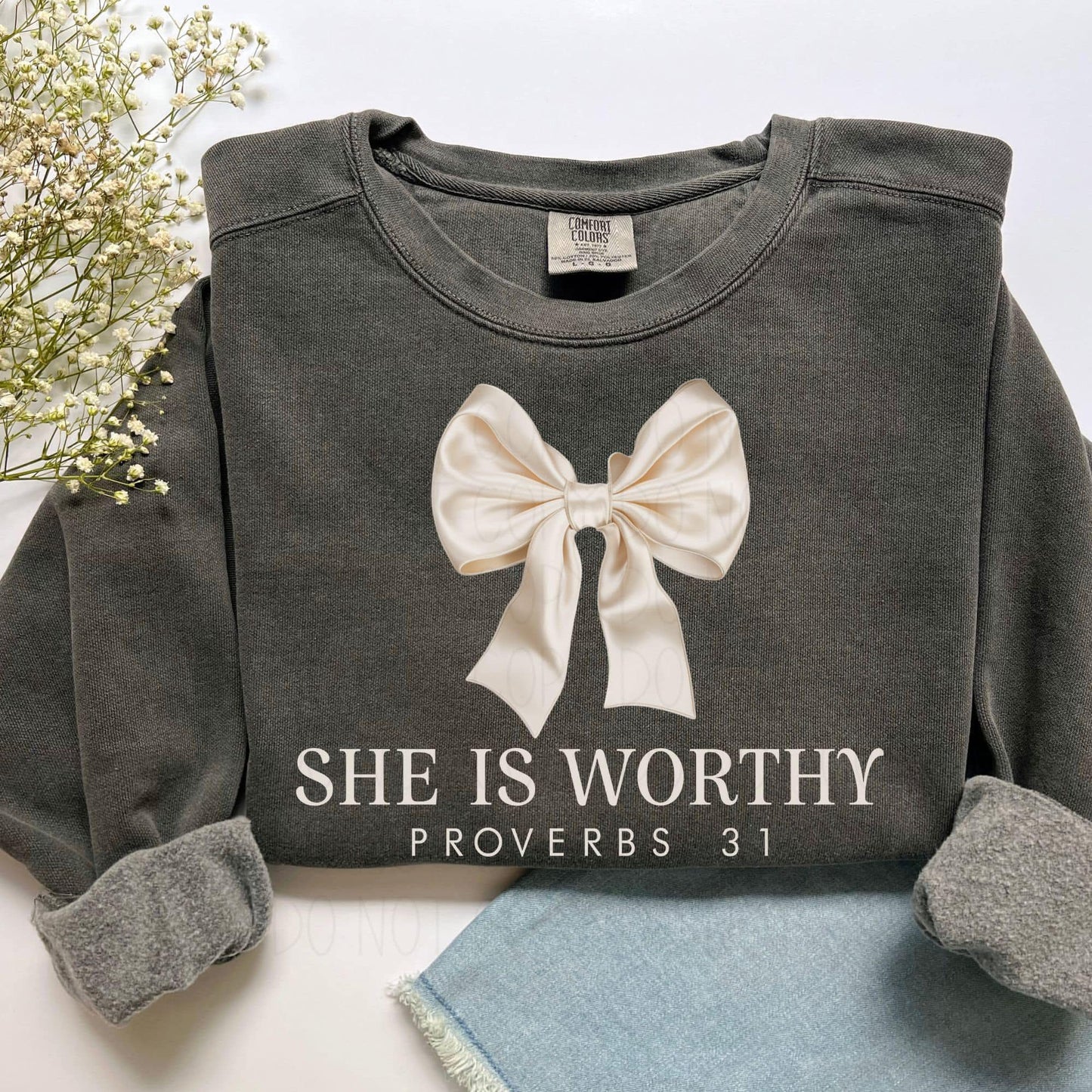 She Is Worthy-Comfort Colors Long Sleeve
