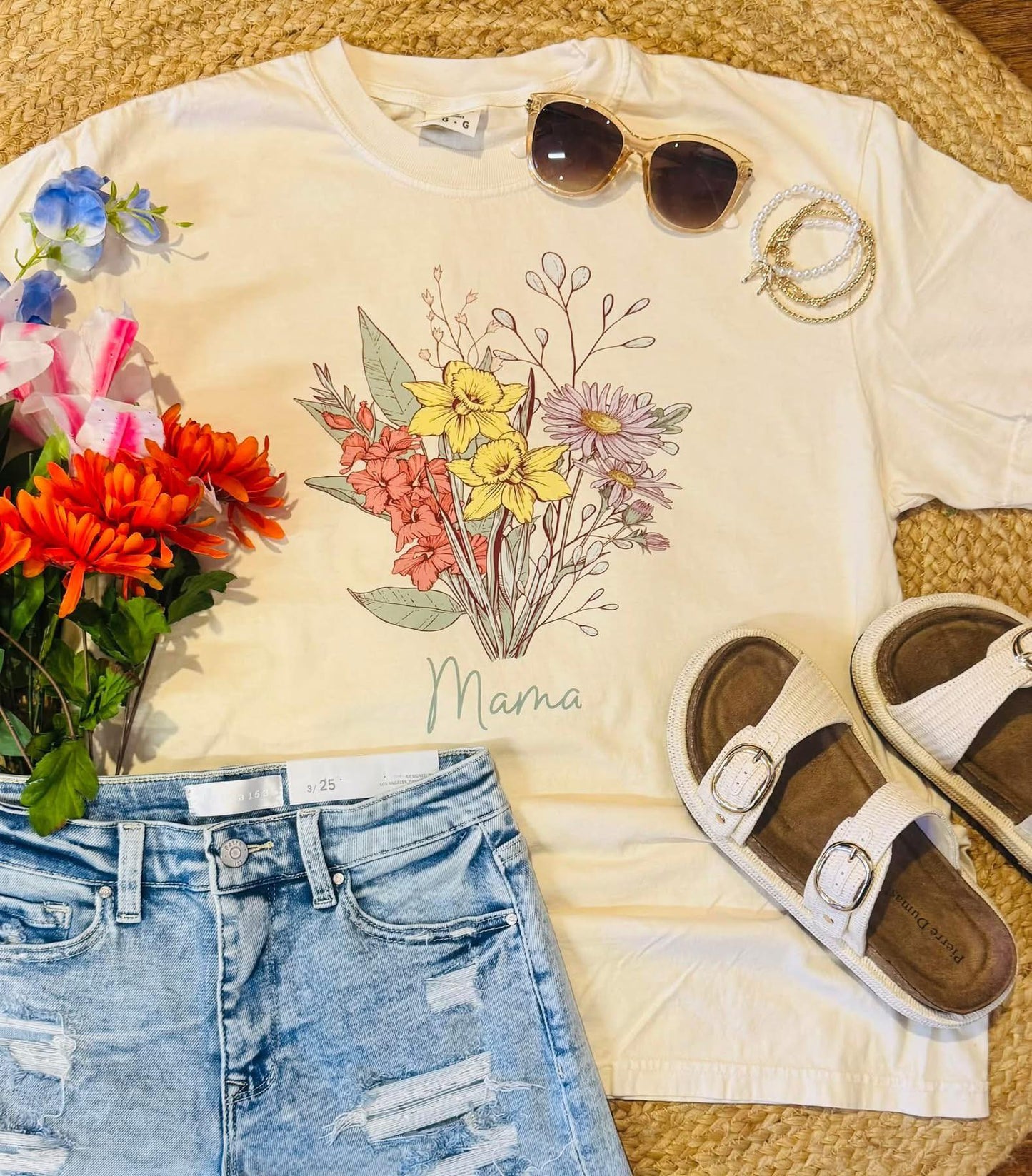 CUSTOM BIRTH FLOWERS BOUQUET TEES-COMFORT COLORS