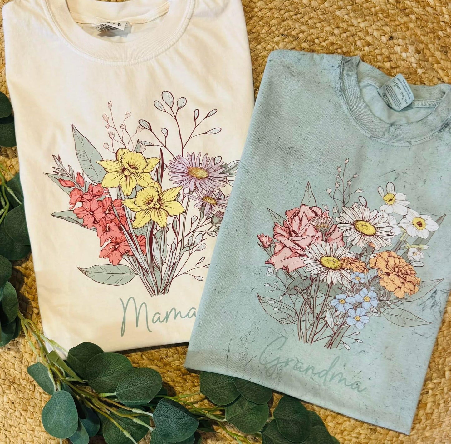 CUSTOM BIRTH FLOWERS BOUQUET TEES-COMFORT COLORS