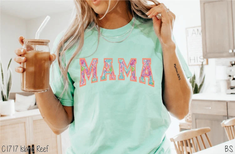 Coral Floral Mama Graphic Tee