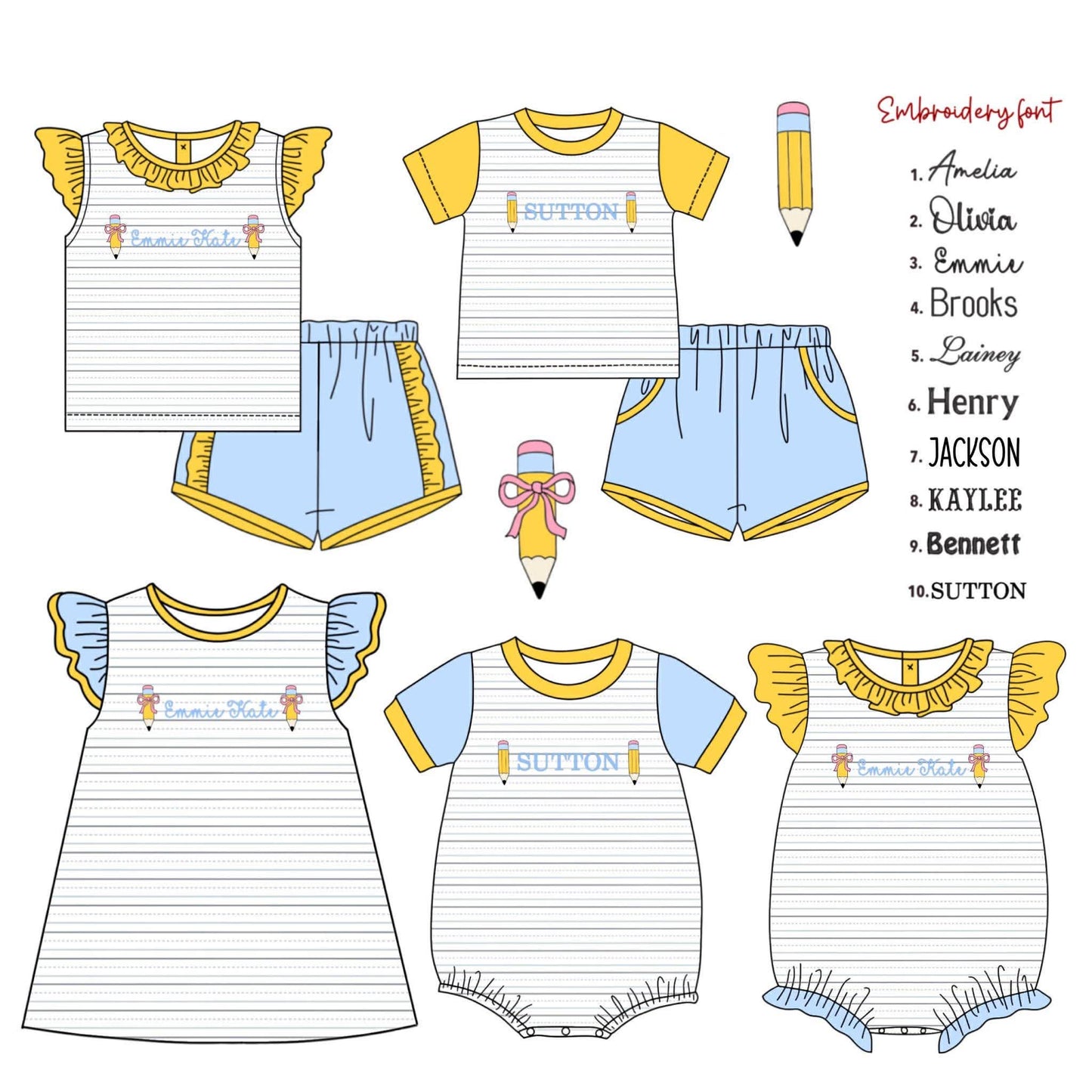 Personalized Pencil Embroidered Collection-ETA JUNE