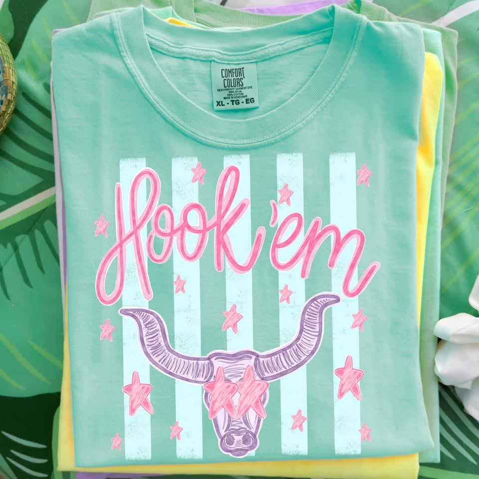 Preppy Striped Mascot Tee: Comfort Colors