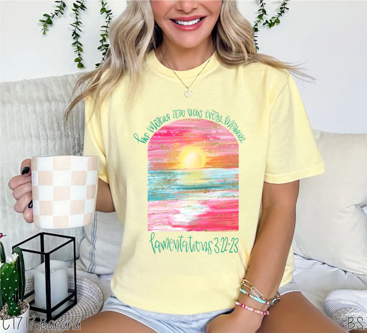 Arched His Mercies Are New Beach Tee-Comfort Colors