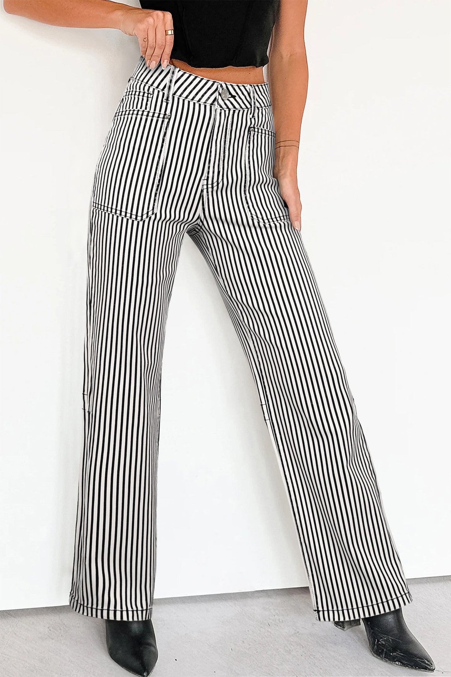 Black Stripe Denim Jeans FB