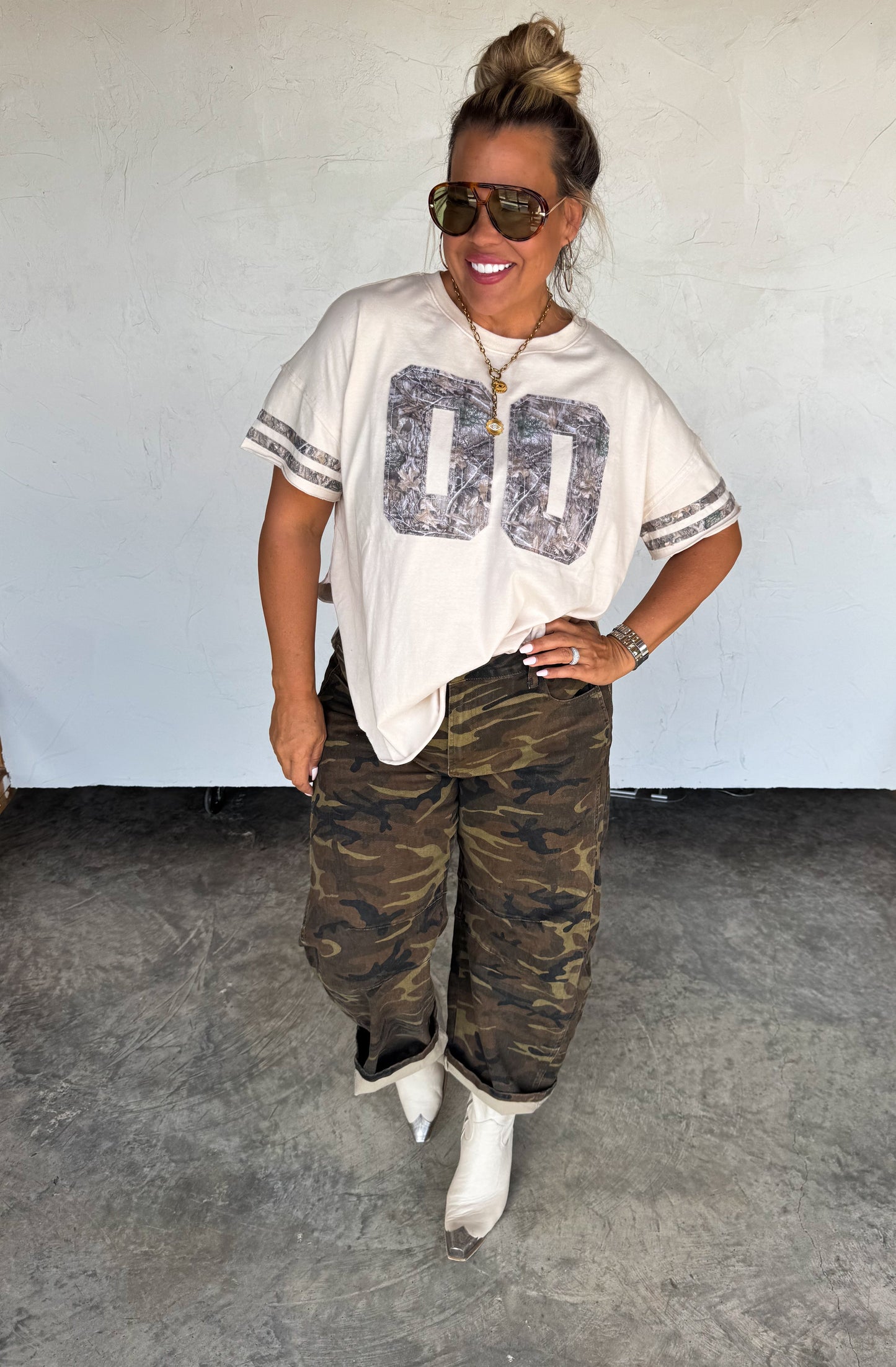 PREORDER- BEX CAMO BARREL JEANS