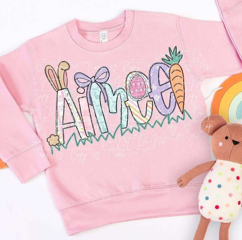 Girls Personalized Fun Easter Alpha Tee