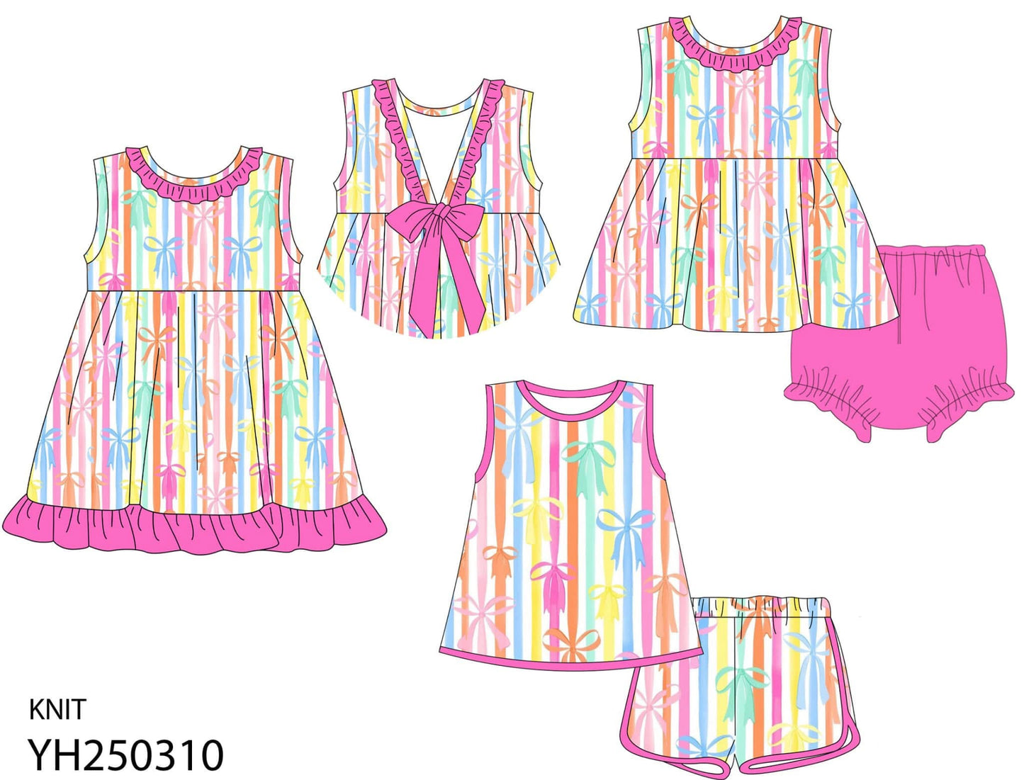 Girls Bow Striped Collection-RTS