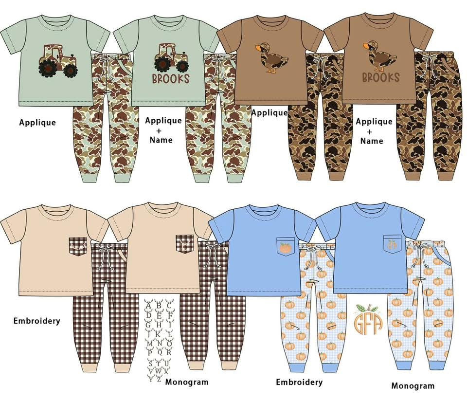 Boys Fall Appliqué Sets—ETA September