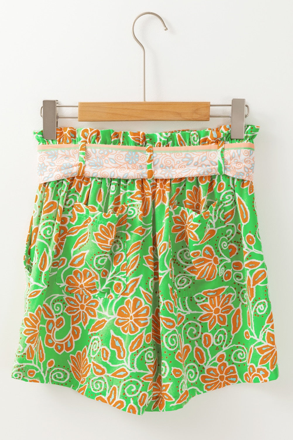 Green and Orange Floral Shorts May.