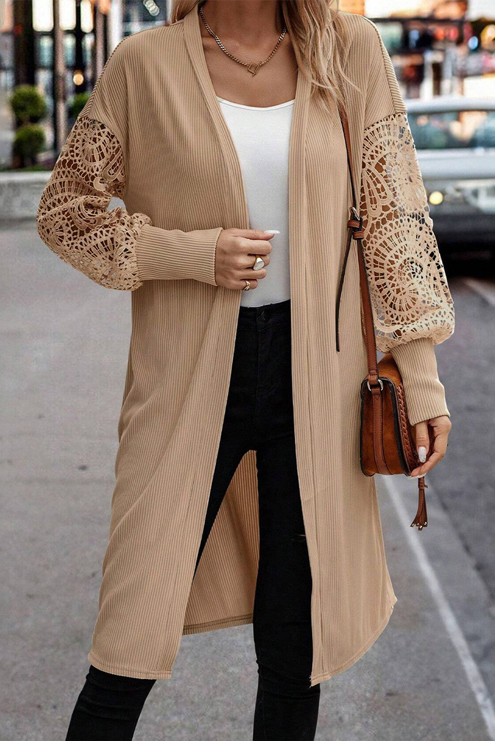 Lace Ribbed Cardigan FB