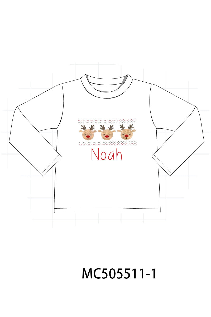 PO58 Red christmas deer monogram embroidery collection