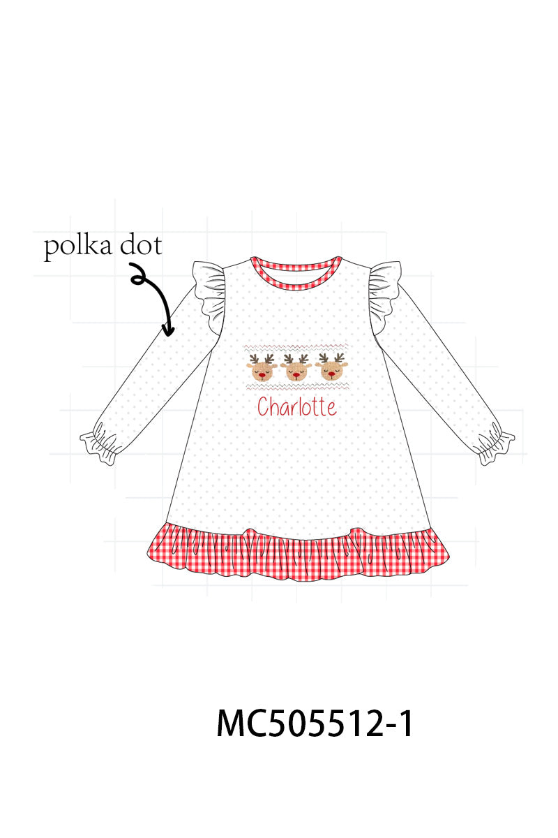 PO58 Red christmas deer monogram embroidery collection