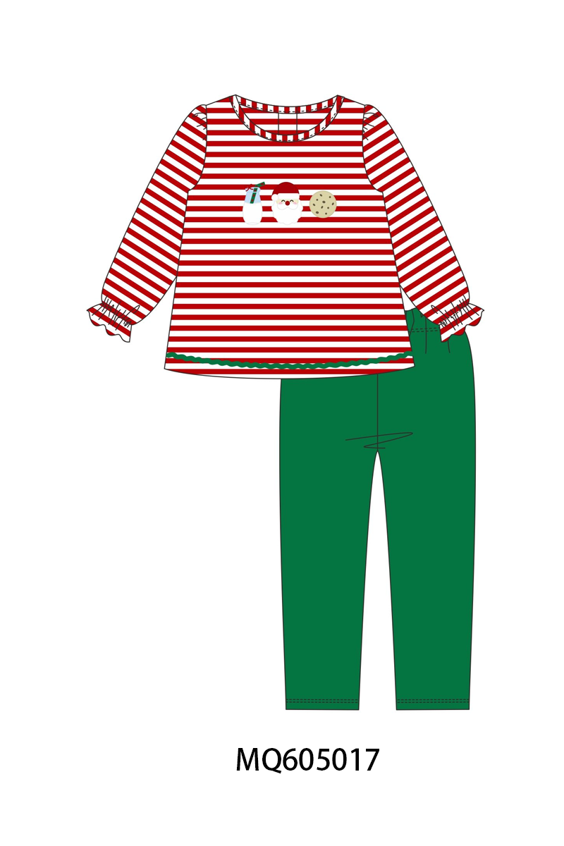 PO91 Red stripe christmas milk santa cookie embroidery collection