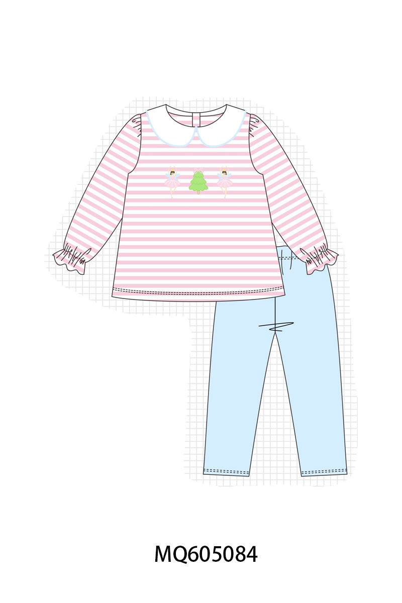 Pink stripe ballet Christmas tree embroidery collection-ETA early December