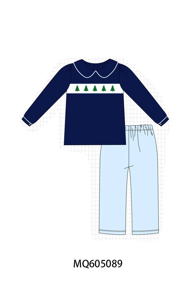 Navy Christmas tree embroidery collection-ETA early December