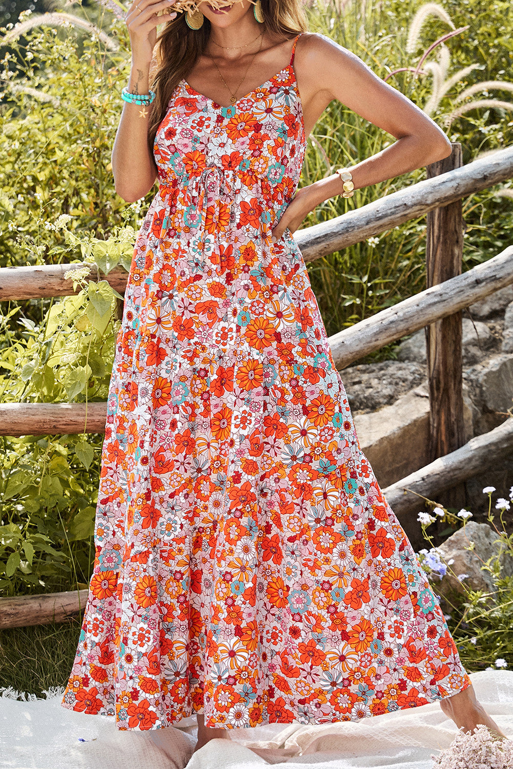 Orange Boho Maxi Dress FB