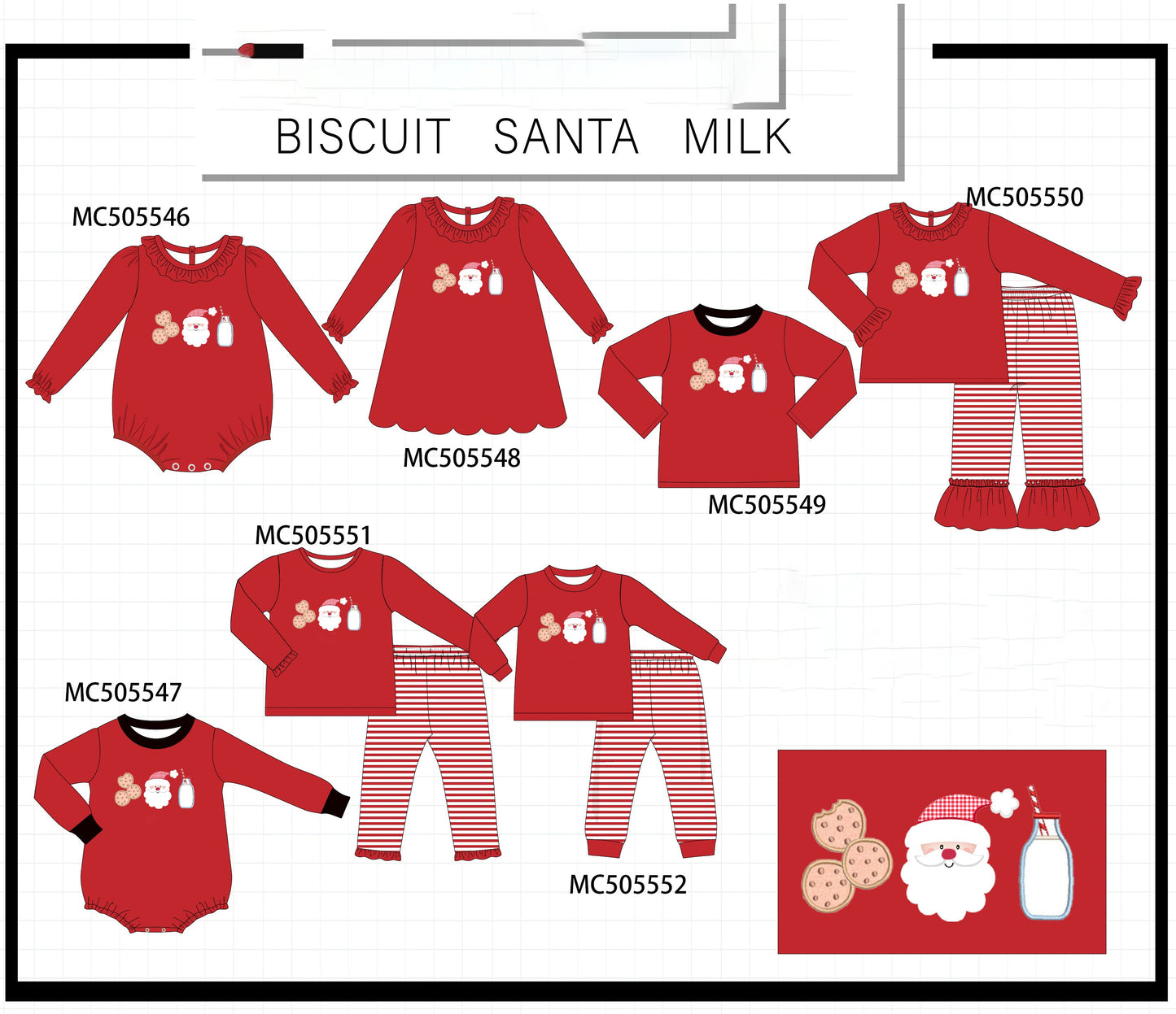 PO58 Red christmas santa claus biscuit milk applique collection