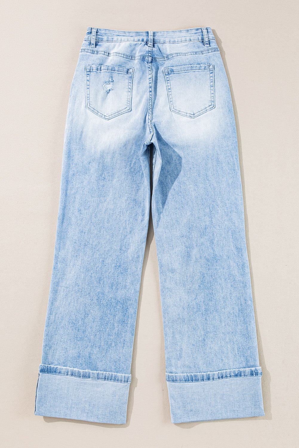 Light-Wash Distressed Flare Jeans-Preorder