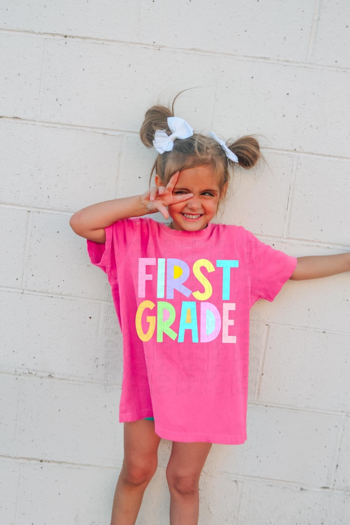 Girls Bright Back To School Grade Tee