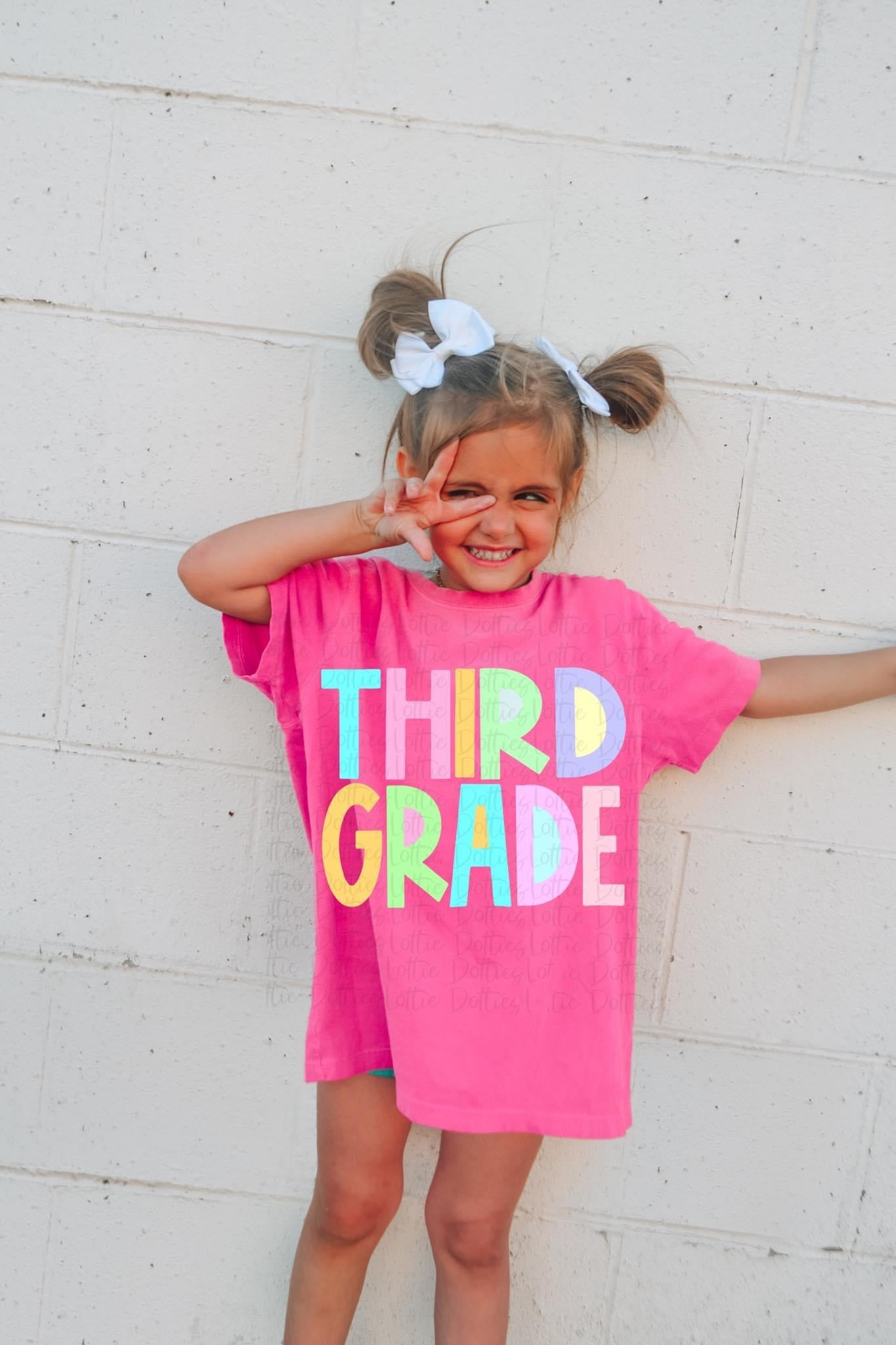 Girls Bright Back To School Grade Tee