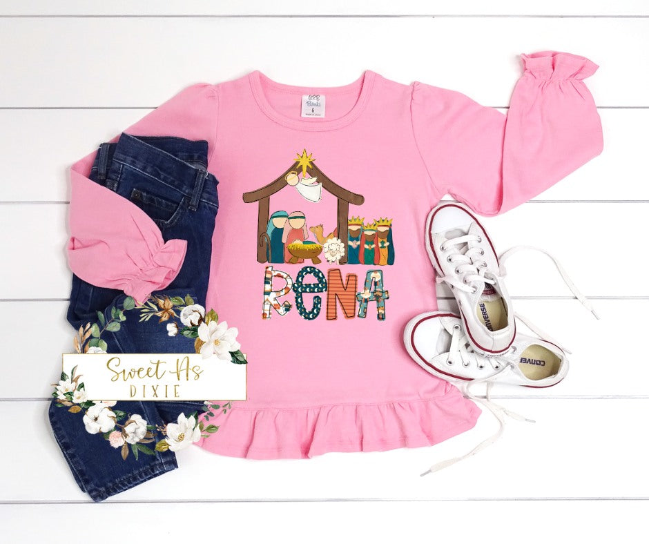 Custom Kids Personalized Nativity Name Tee