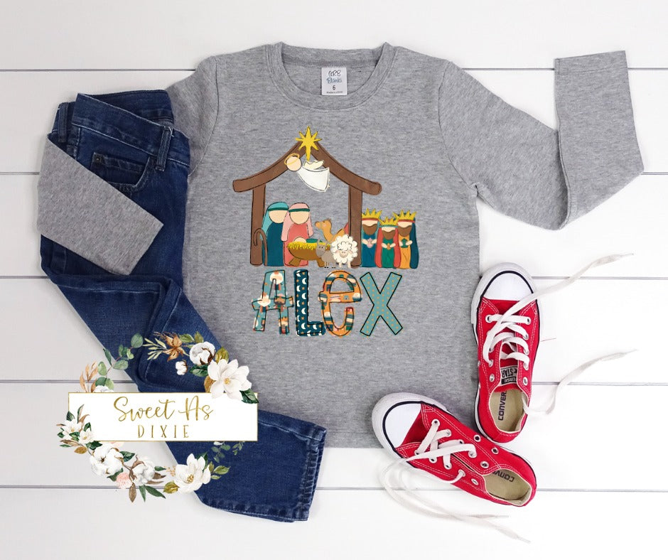 Custom Kids Personalized Nativity Name Tee