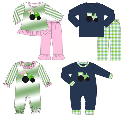 Green Gingham Tractor Appliqué Collection - ETA early January