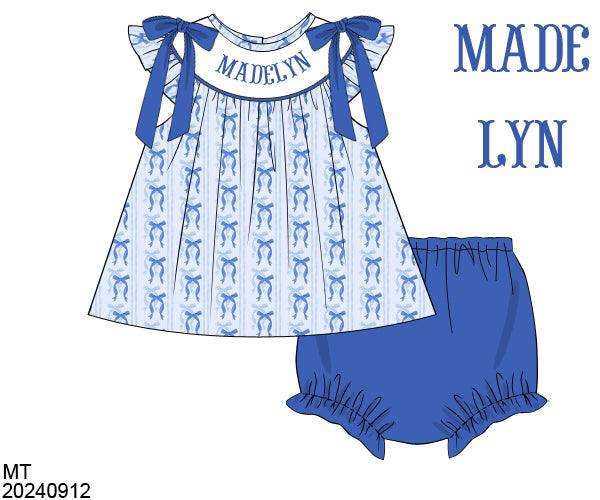 Bitty Blue Bows Bloomer Set-ETA FEB