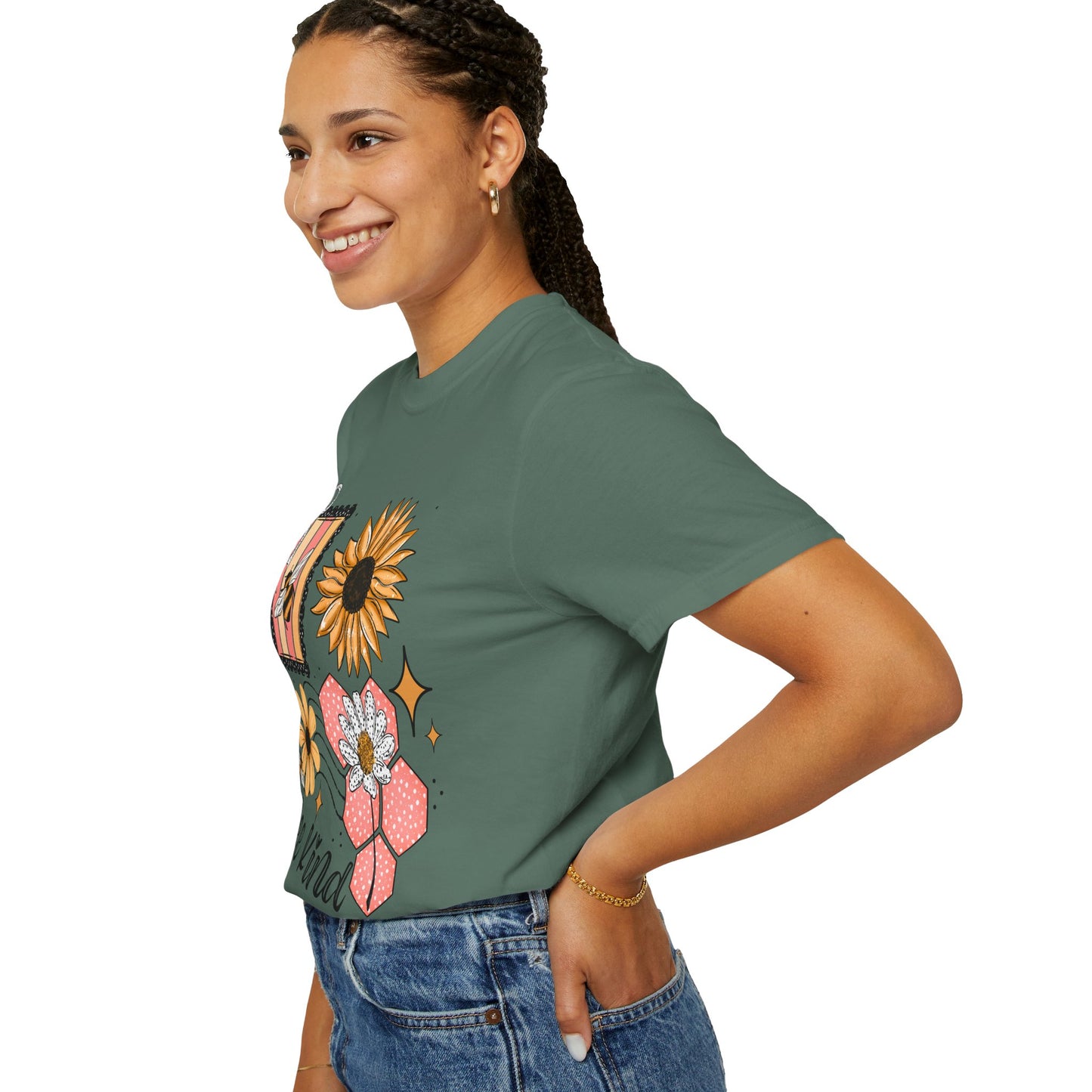 Bee Kind Floral T-Shirt — Sunflower & Honeycomb Graphic Tee
