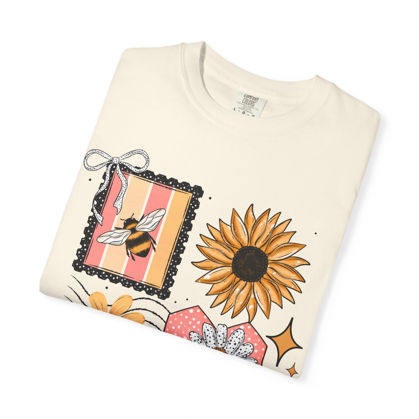 Bee Kind Floral T-Shirt — Sunflower & Honeycomb Graphic Tee