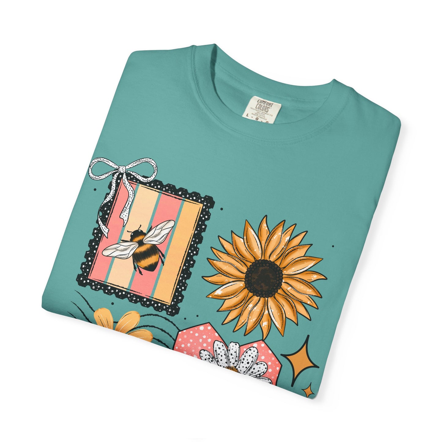 Bee Kind Floral T-Shirt — Sunflower & Honeycomb Graphic Tee
