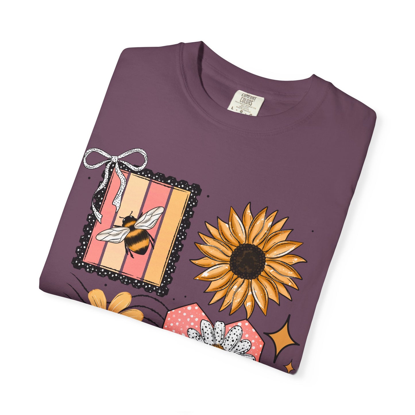 Bee Kind Floral T-Shirt — Sunflower & Honeycomb Graphic Tee