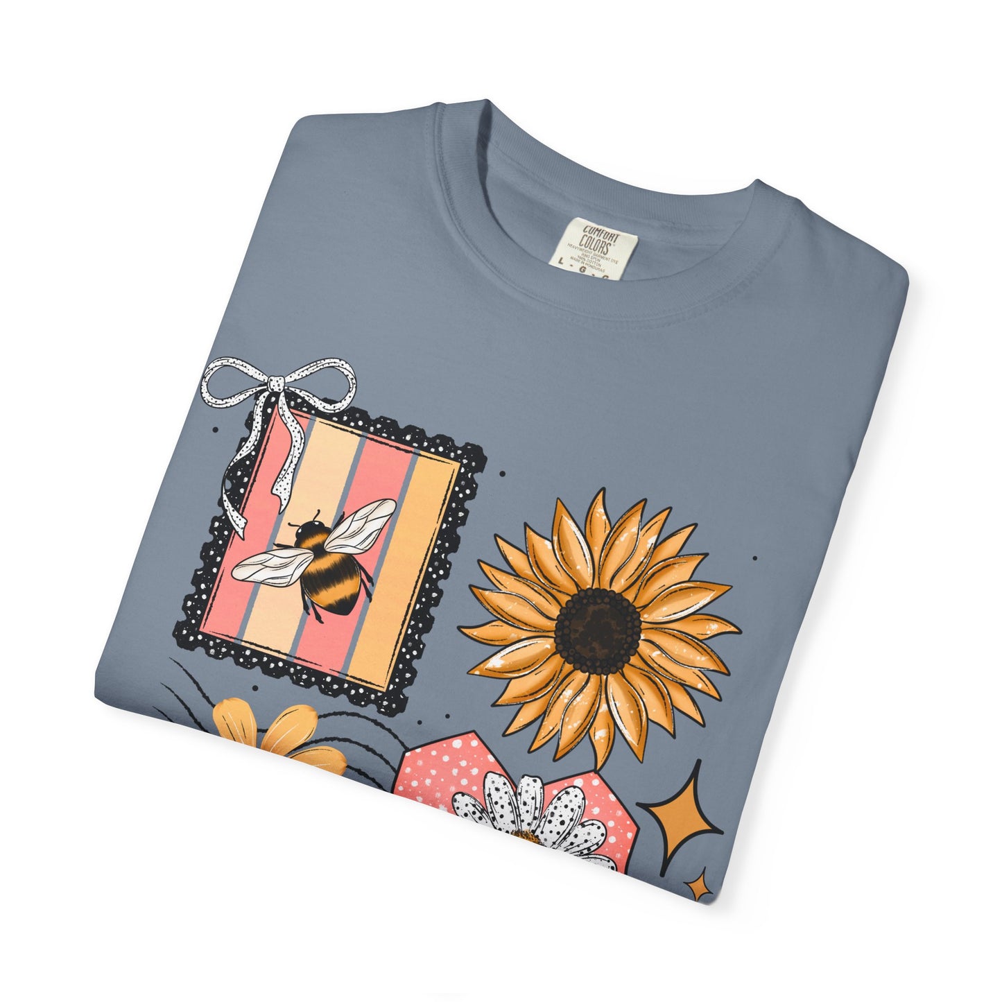 Bee Kind Floral T-Shirt — Sunflower & Honeycomb Graphic Tee