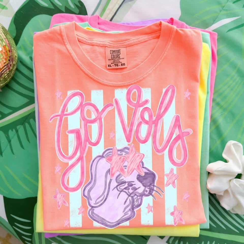 Preppy Striped Mascot Tee: Comfort Colors