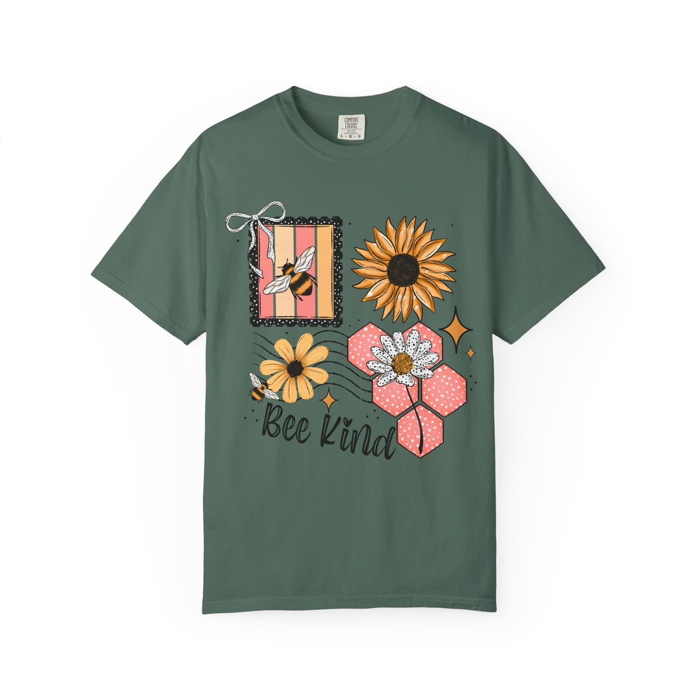 Bee Kind Floral T-Shirt — Sunflower & Honeycomb Graphic Tee