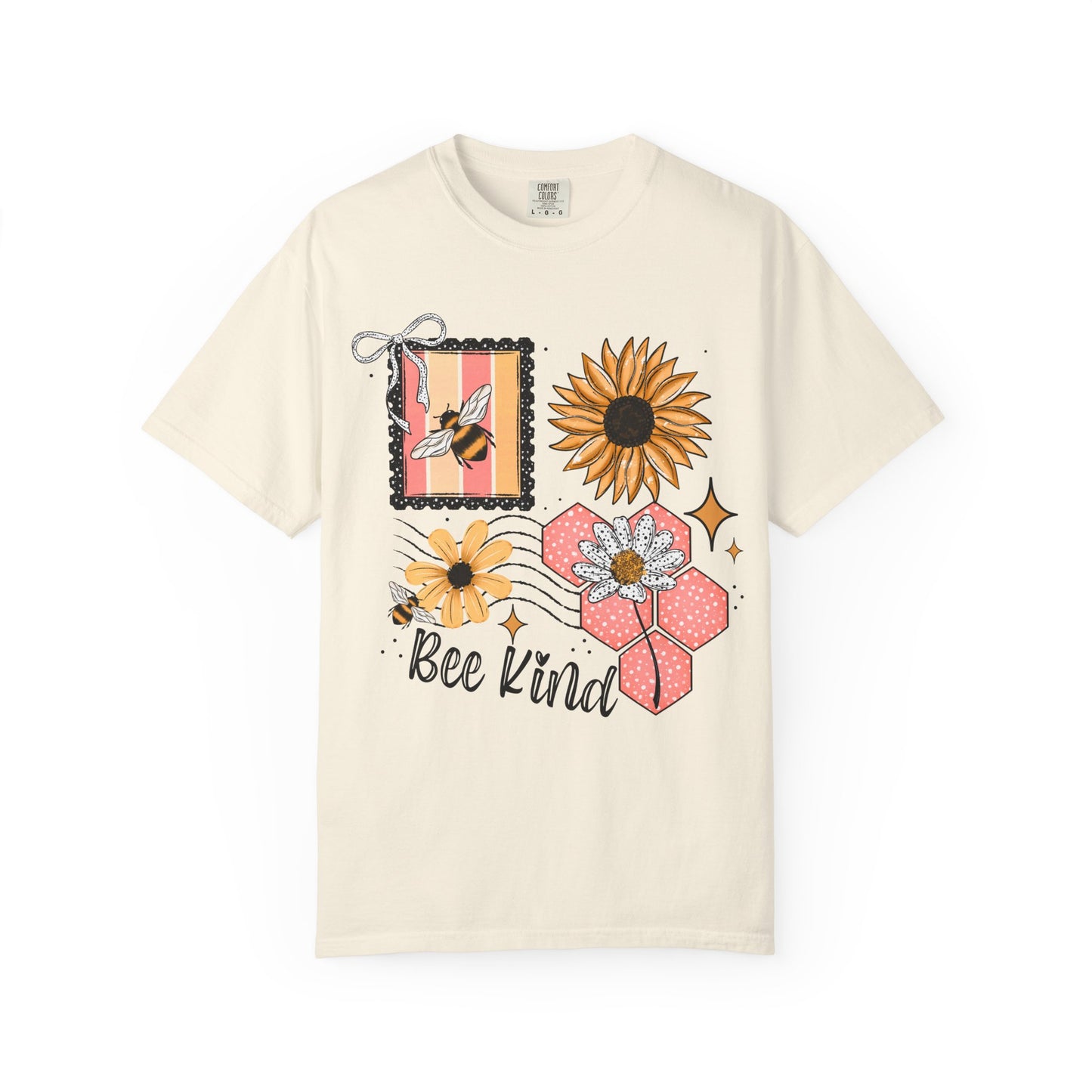 Bee Kind Floral T-Shirt — Sunflower & Honeycomb Graphic Tee