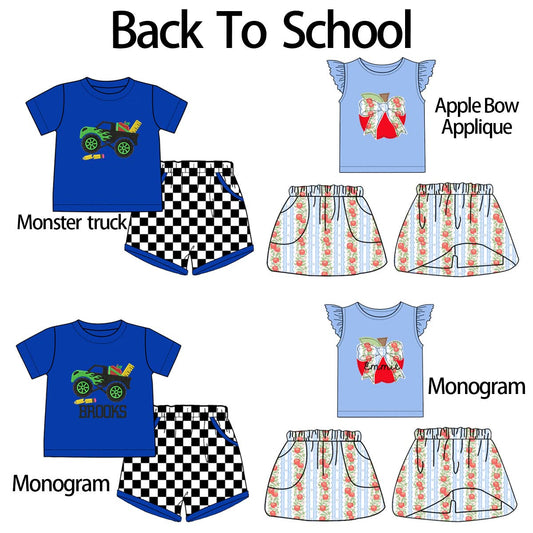 Boys Monster Truck Back to School Short Set - ETA June