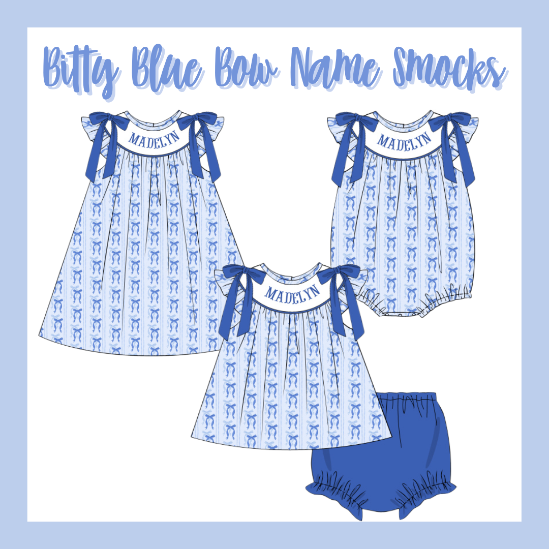 Bitty Blue Bows Bloomer Set-ETA FEB