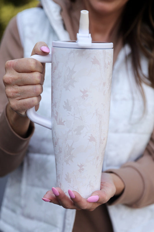 PREORDER- Chloe Camo Sleek Tumbler- White