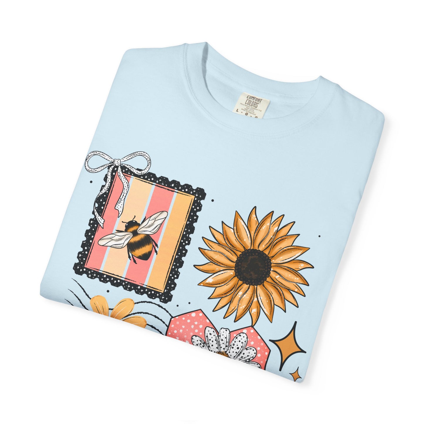 Bee Kind Floral T-Shirt — Sunflower & Honeycomb Graphic Tee