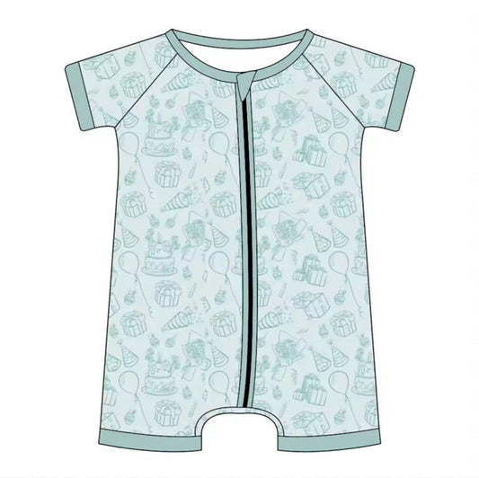 WS Birthday Toile Bamboo Shortie Romper