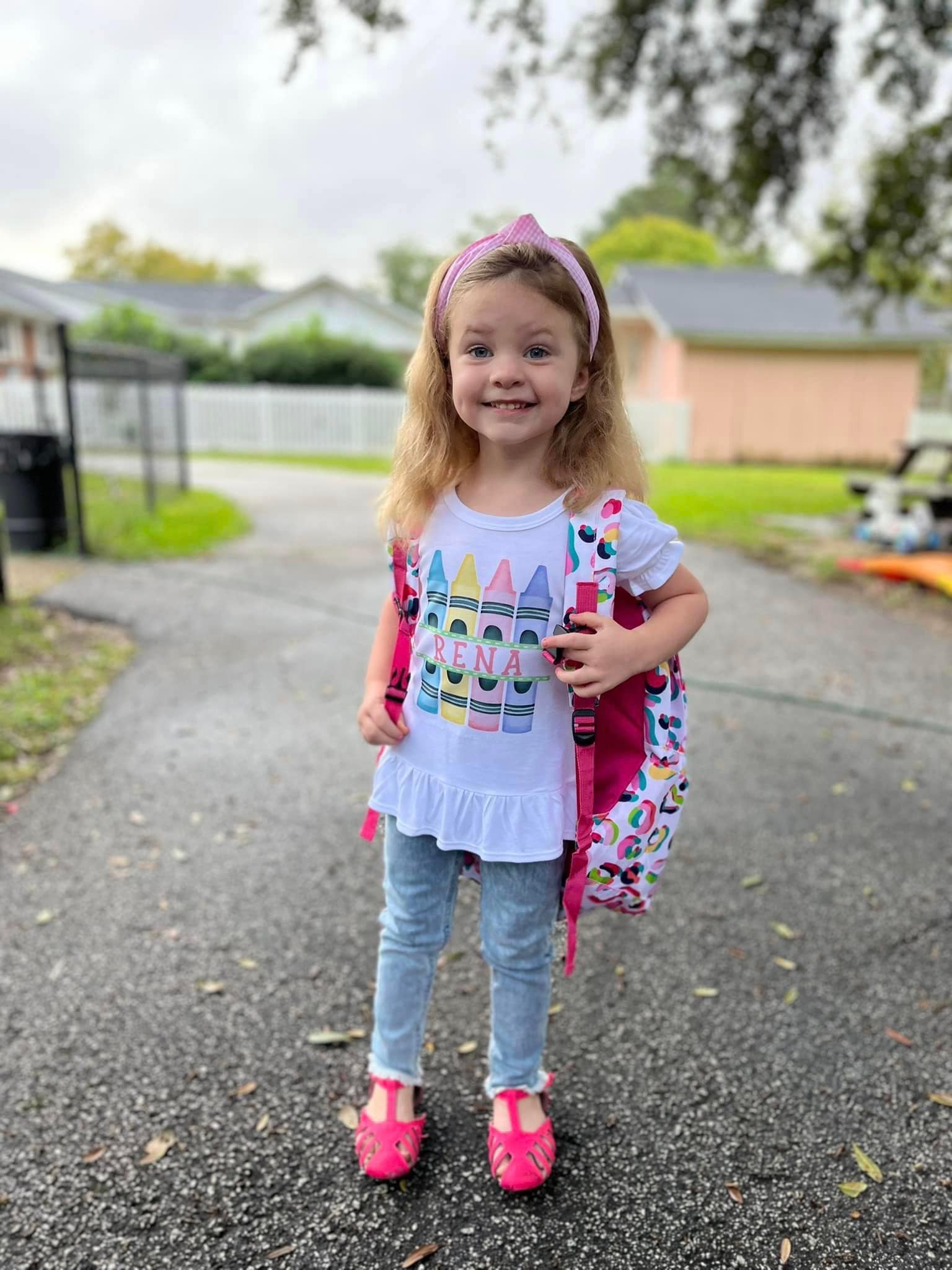 Crayon Split Name Back to School Tee