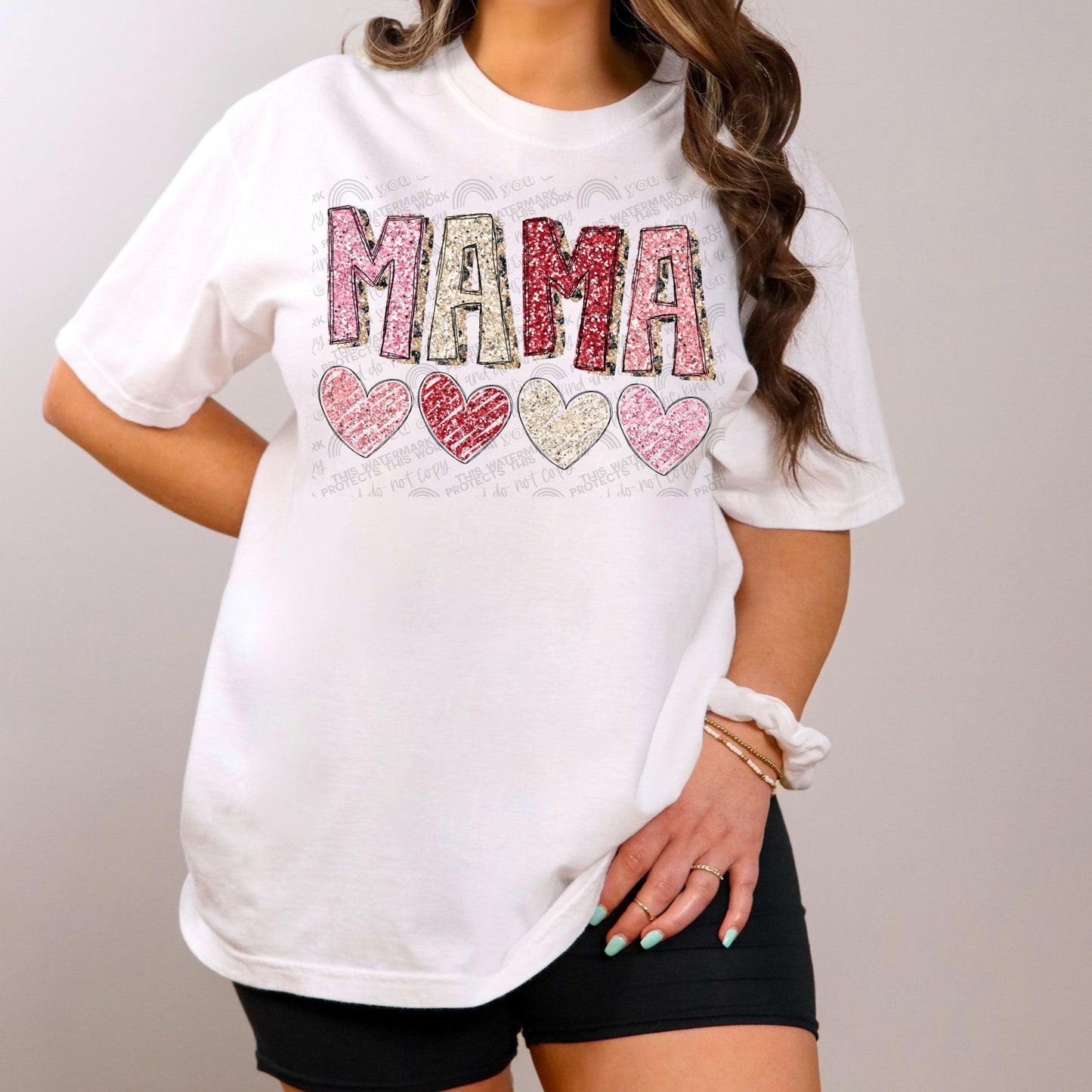 Personalized Glitter Heart Graphic Tee