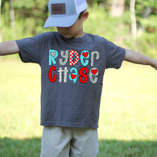 Boys Personalized Heart Graphic Tee